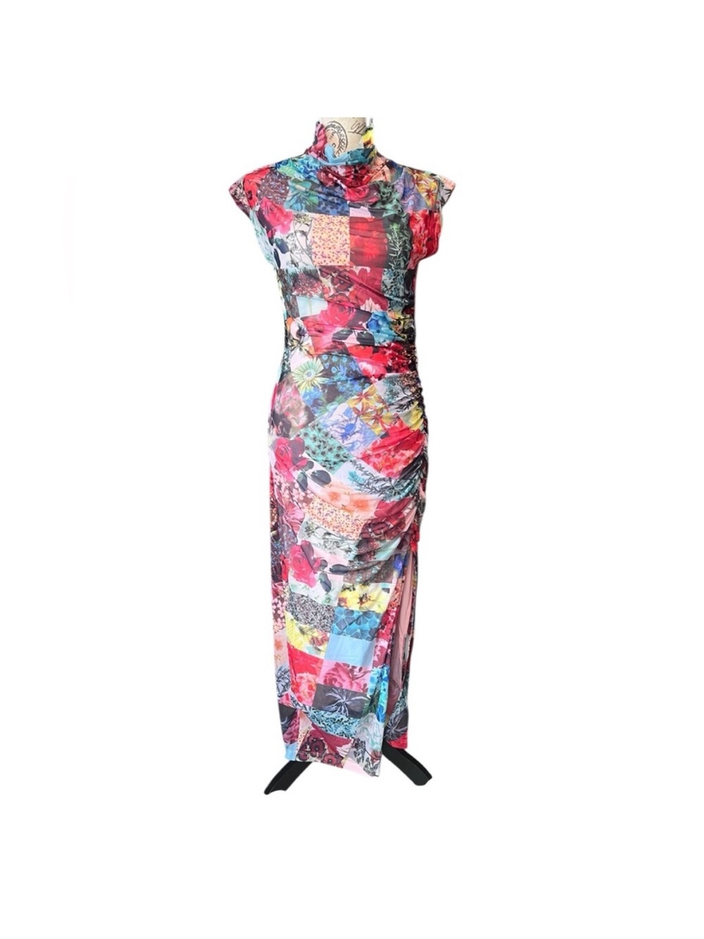 NWT Maya Ruched Cowl-Neck Dress: Mesh Edition by Anthropologie - Picture 9 of 14